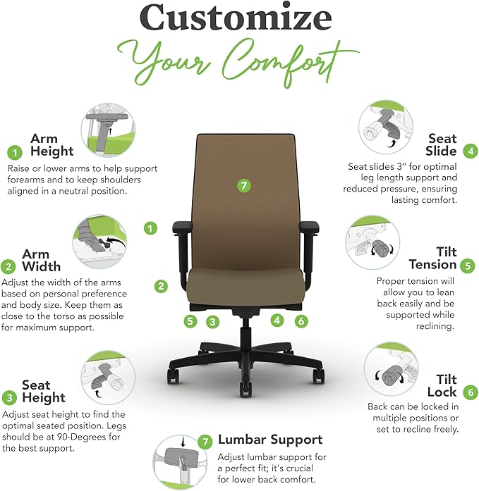 HON Ignition 2.0 Mid Back Task Chair, Spectrum Mesh, Advanced Synchro-Tilt Control, Office Chair with Lumbar Support, Height and Width Adjustable Arms, Black Frame, Quicksand