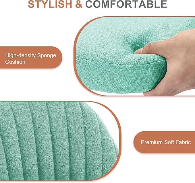 DUMOS Office Chair, Comfy Desk Chair Rolling Vanity Swivel Task Chairs with Wheels, Wide Seating Armless Height Adjustable Computer Chairs for Home,Bedroom,Student,Adults, Aqua