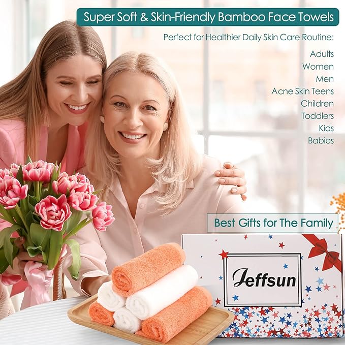 Wash Cloths 12 Pack, 13x13 inch Large White Face Towel on Sensitive Skin, Super Soft and Skin Friendly Bath Washcloths for Face and Body, Easy to Clean Fast Dry Facial Cleaning Cloths with Loop
