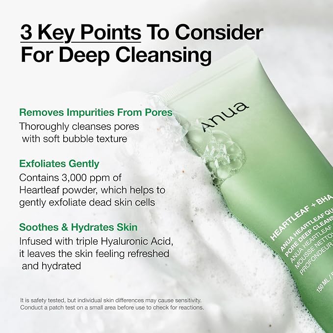 ANUA Pore Control Trio, Heartleaf Quercetinol Pore Deep Cleansing Foam (5.07 fl.oz.), Heartleaf Pore Control Cleansing Oil (6.76fl.oz), Ultra-Thin Spot Cover Patch (75 Counts)