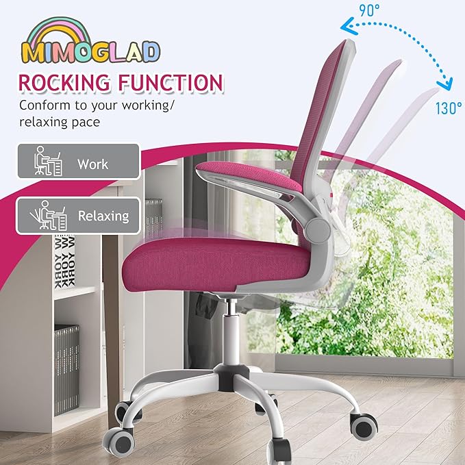 Mimoglad Ergonomic High Back Mesh Office Chair, Adjustable Lumbar Support, Thickened Seat Cushion (Modern, Barbie Pink)