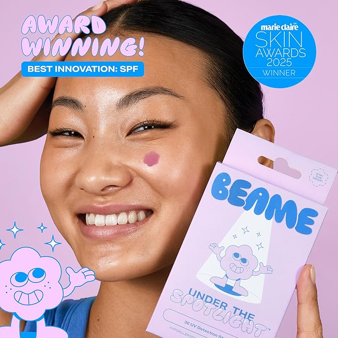Under The Spotlight™ UV Detection Stickers - Sun Smart Tech That Shows When To Reapply - SPF & UV-Sensing - Water-Resistant & Skin-Safe - Vegan & Cruelty-Free - 36 Stickers, 12mm