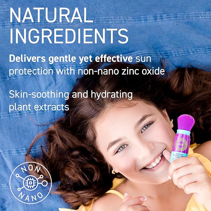 BOB KIDS SPF 50 Sun Spray + SPF 30 Brush On Powder Sunscreen, Mineral Sun Protection, Broad Spectrum, Water Resistant, Fragrance Free, Reef Friendly