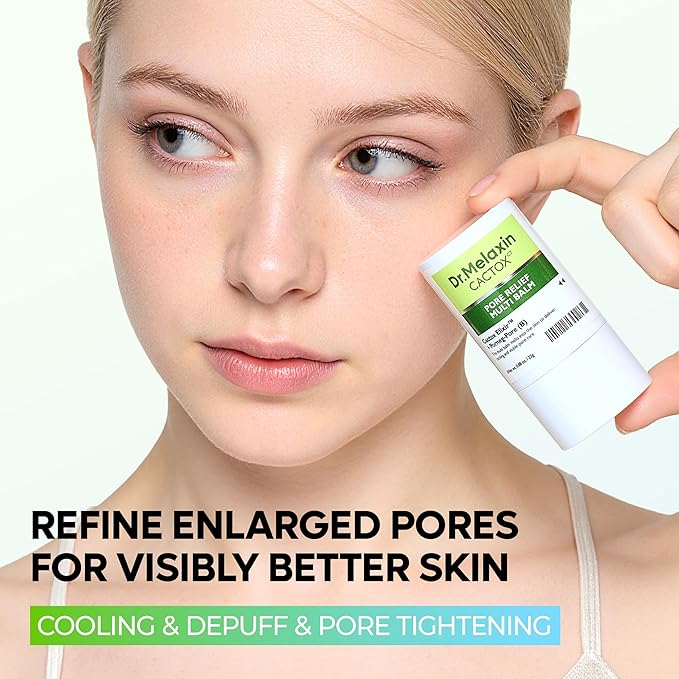 Dr.Melaxin Cactox Pore Relief Multi Balm Stick – Cooling & De-Puffing, Pore Tightening, Reduces Puffy Skin & Enlarged Pores, Instant Cooling Skin care Balm