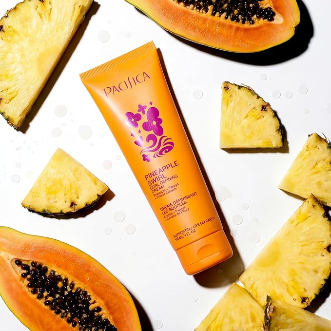Pacifica, Cream Pineapple Swirl Curl Defining, 4 Fl Oz | for Curly Hair, 4 oz, Frizz Control, Curl Enhancer, Styling Cream