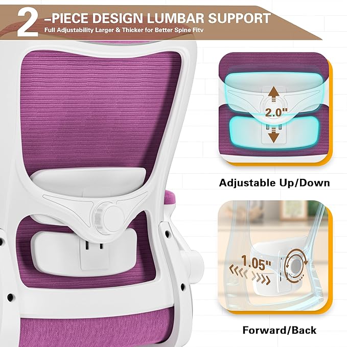 Ergonomic Office Chair - High Back Desk Chair with Adjustable Lumbar Support, Breathable Mesh Back, 330LBS Capacity, Easy Assembly, for Home Office Executive Computer Task