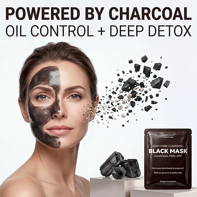 Black Mask Peel Off Face Mask with Activated Charcoal Powder – Korean Blackhead Remover Mask for Nose & Face, Pore Cleaner, Clay Mask & Strips Alternative, Face Mask Skincare for Men & Women, Gift Set