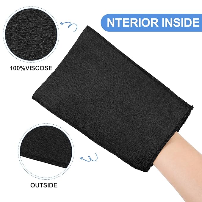 Tatuo 12 Pieces Korean Exfoliating Mitt Glove Italy Towel Body Skin Scrubber Exfoliating Scrubber for Remove Dead Skin Washcloth Korean(Small,Black)