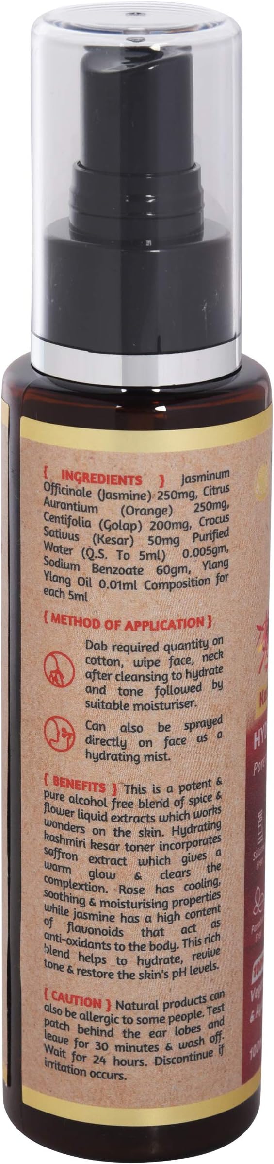 ROOTS AND HERBS Ayurvedic Natural Treatment 100% Vegan No Paraben Hydrating Kashmiri Kesar Toner