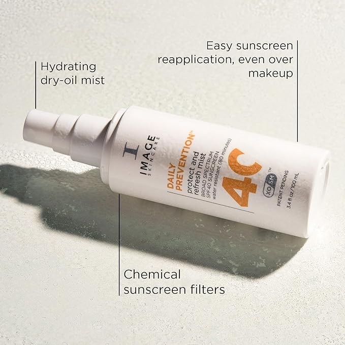 IMAGE Skincare DAILY PREVENTION Protect & Refresh Mist, SPF 40 Broad Spectrum Sunscreen Spray, 1 Fl Oz Travel Size