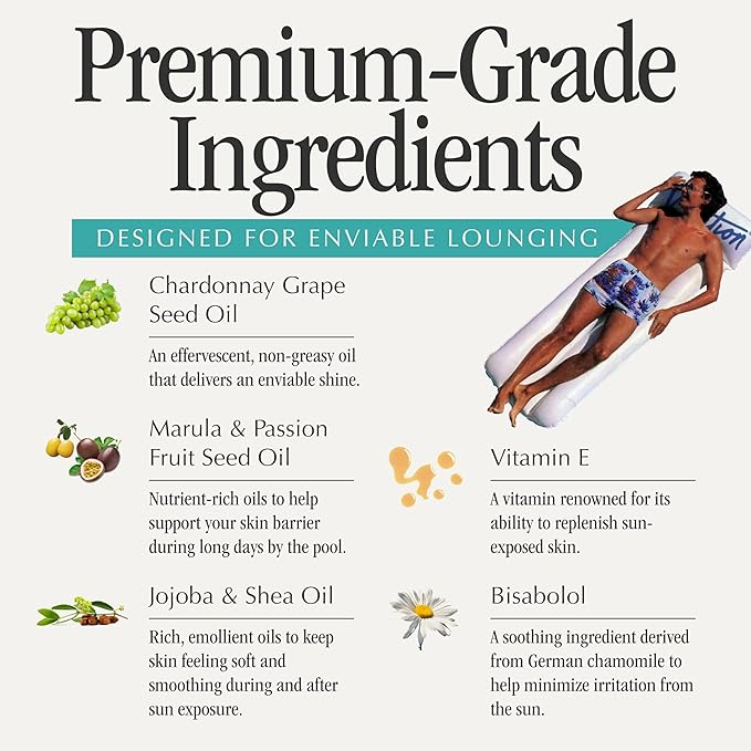 Vacation Mini Chardonnay Oil SPF 30, Hydrating & Nourishing Sunscreen Oil, Lightweight, Transparent on All Skin Tones, Water-Resistant, Travel Size Sunscreen, 1 Fl. Oz. (Value Pack of 6)