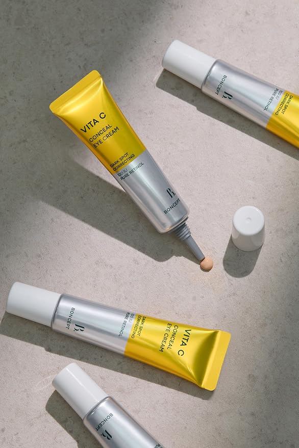 Vita C Conceal Eye Cream - Hydrating Color-Correcting Korean Eye Cream for Dark Circles with Vitamin C, Retinol | Light Medium, Dewy Finish, Medium Coverage | 0.34 fl. oz. / 10ml