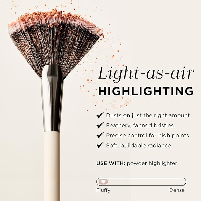 HALEYS Beauty Fan Makeup Brush for Applying, Blending and Diffusing Powder Foundation, Bronzer, Blush, Highlighter, Makeup Brushes Essential, Soft Bristles, Vegan & Cruelty Free