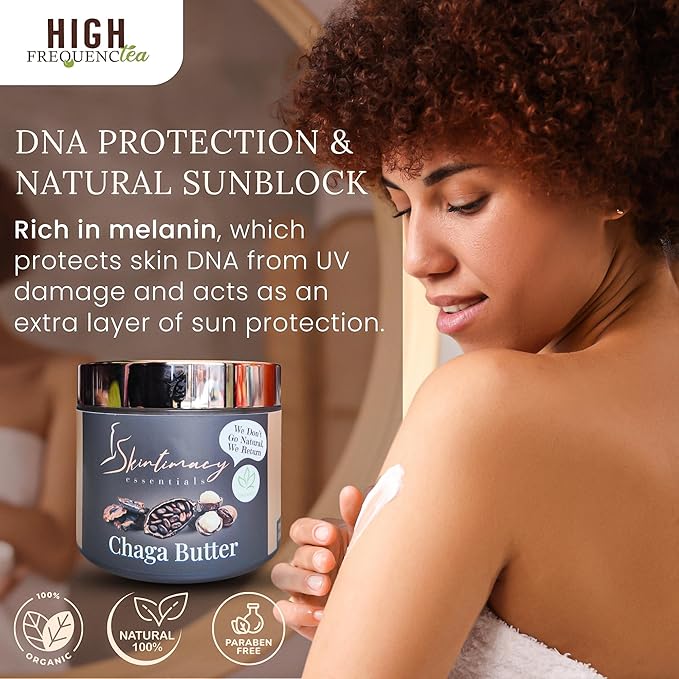 High FrequencTea Organic Chaga Butter with Shea and Cocoa Butter, Natural Skin Care, 4oz and 8oz (8oz)