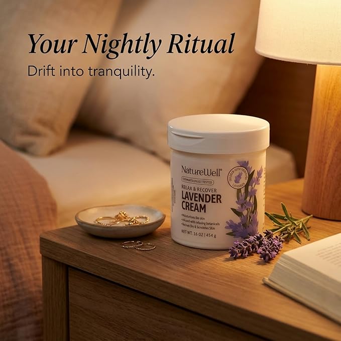 NATURE WELL Lavender Smooth & Soften Moisturizing Cream For Face, Body, & Hands, Calming & Soothing, Infused With Natural Oils & Extracts, Restores Skin Moisture Barrier, 16 Oz