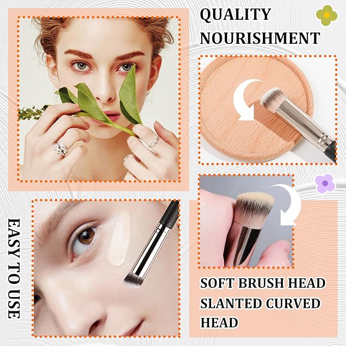 2 Pack Full Coverage Liquid Foundation,Moisturizing BB Cream Foundation Makeup Set with Foundation Brush,Oil Control Long Lasting Waterproof Concealer CC Cream Foundation for Women（Natural）