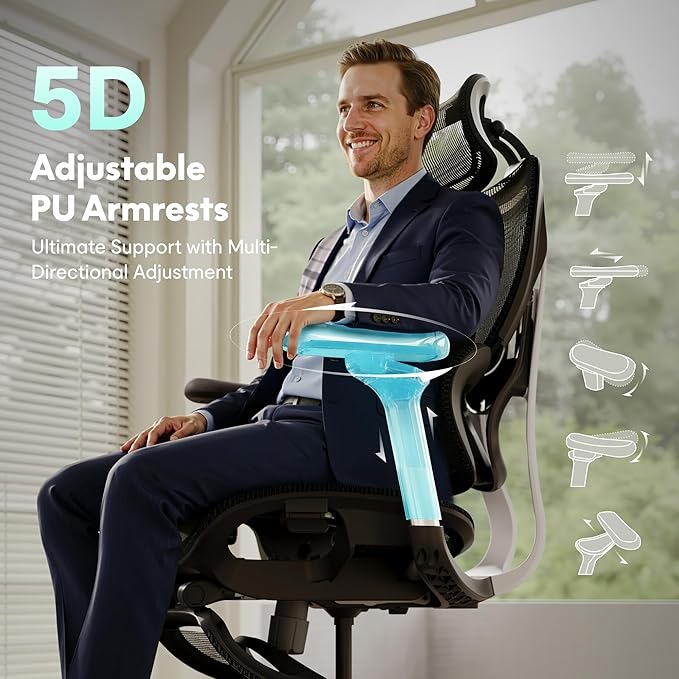 FLEXISPOT ErgoX Max Ergonomic Office Chair Black - Aluminum Alloy Frame & Base, 661 lb Capacity, 5D Armrests, 4D Adaptive Lumbar & 4D Headrest 1