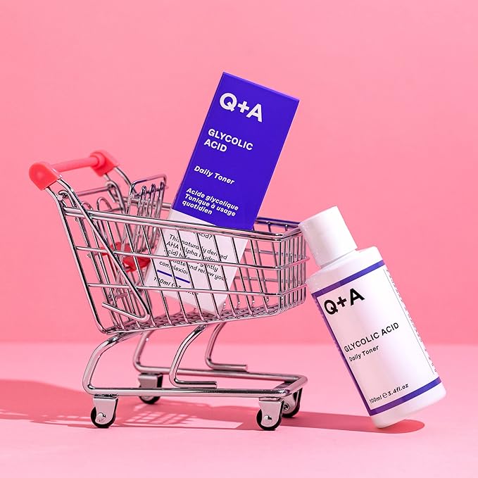 Q+A Glycolic Acid Daily Face Toner (100ml), Hydrating Toner for Face with Glycolic for Smooth Skin, Refines Pores & Evens Skin Tone, Fragrance Free, Alcohol Free, Vegan & Cruelty Free Skincare