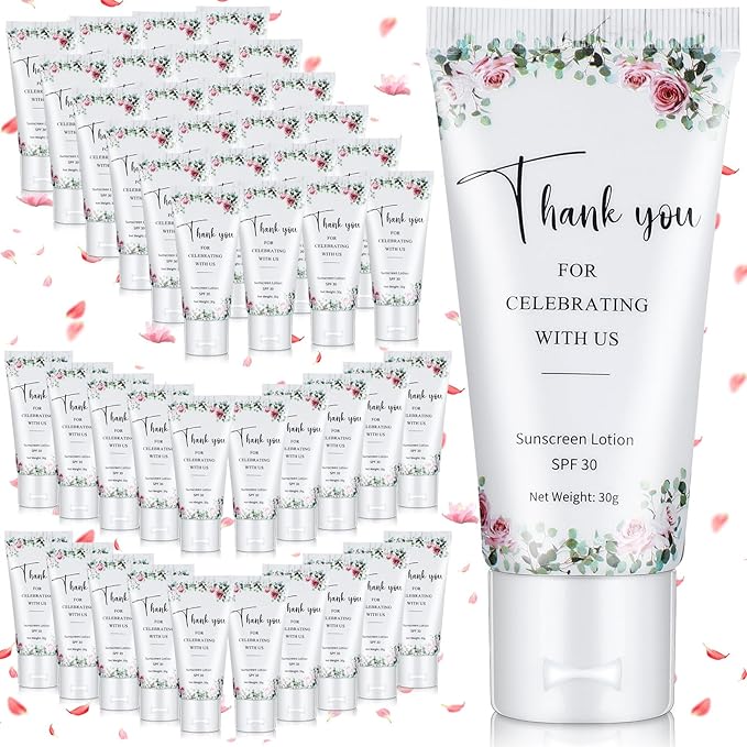 72 Pcs Mini Sunscreen Bulk for Summer Party Wedding SPF 30 Water Resistant Sunscreen Lotion Bulk 1oz Travel Size for Thank You Gifts Wedding Party Supplies (Floral)