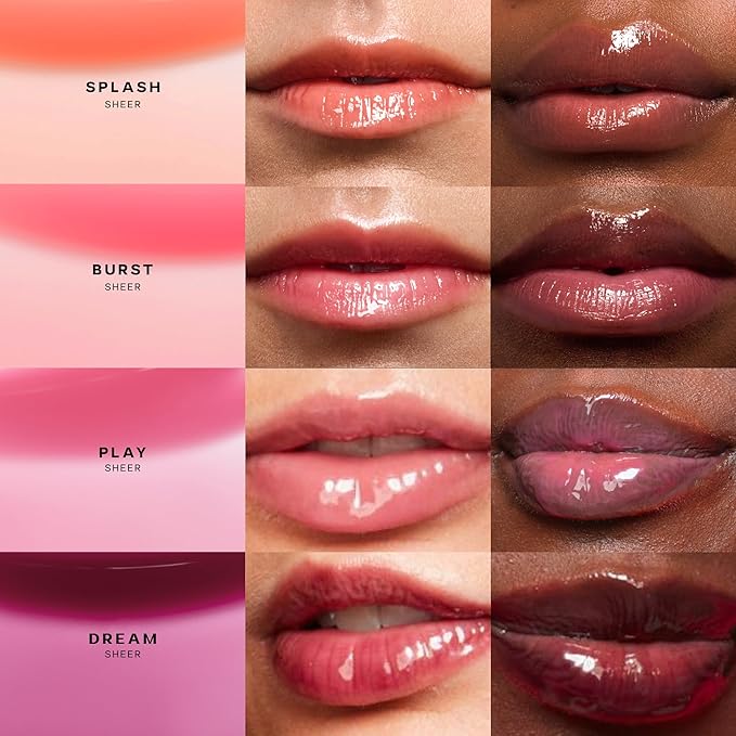 Saie Glossybounce - Hydrating Lip Gloss and Tinted Lip Oil Hybrid with Hyaluronic Acid & Jojoba Oil for Non-Sticky, Ultra-Shiny, Plump & Soft Lips - Everyday Makeup Essential - Bubble (.17 oz)