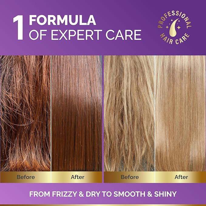 Hydrating Hair Serum for Dry & Frizzy Hair, Lightweight Leave-In Anti-Frizz Treatment, Non-Greasy Split Ends Repair with Keratin, Biotin, Castor & Rosemary Oils, Smooth Shine & Heat Protection, 2 Pack