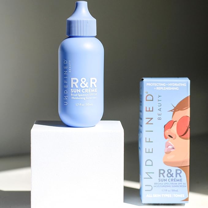 Undefined R&R Sun Crème SPF 50 – 3-in-1 Moisturizing Sunscreen with Ceramides, CoQ10, Niacinamide, Resveratrol, no white cast reverse emulsion to hydrate and protect skin, 1.7oz