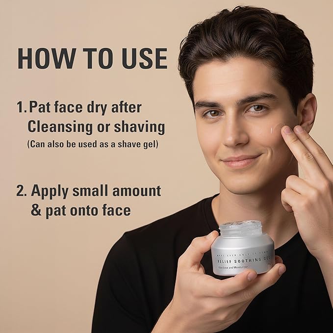 Mdoc Men’s Relief Soothing Gel – Aloe Vera After Shave Gel, Soothes & Hydrates Irritated Skin, Protects Post-Shave, All Skin Types, 100g