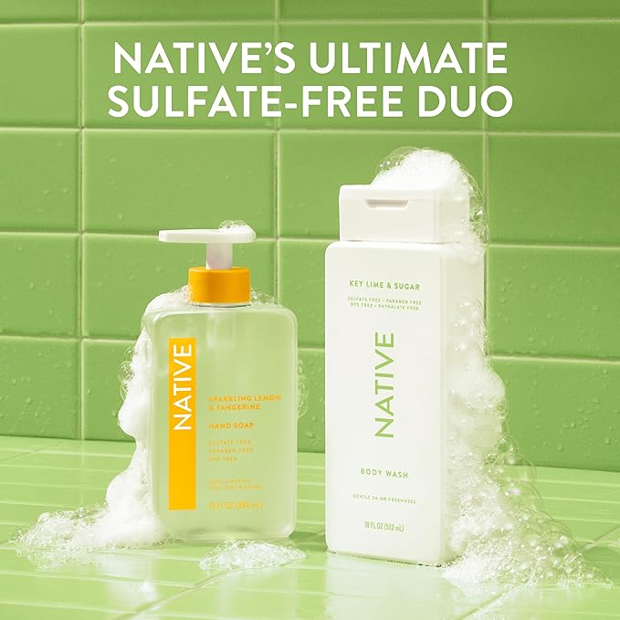 Native Body Wash Contains Naturally Derived Ingredients | For Women & Men, Sulfate, Paraben, & Dye Free Leaving Skin Soft and Hydrated | Key Lime & Sugar 18 oz