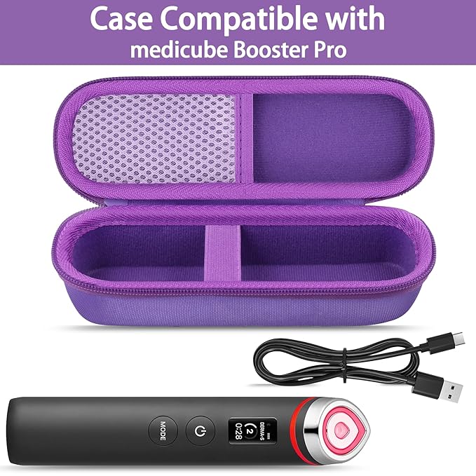 for medicube Booster Pro 6-in-1 Real Glass Glow Beauty Massager Protective Hard Case, Travel Storage Organizer for Women, Shockproof & Water-Resistant EVA Shell, Purple - co2CREA