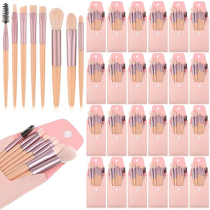24 Sets Travel Makeup Brush Set Bulk, Mini Face Makeup Brushes with Storage Bags Soft Synthetic Fiber Make up Brush for Women Girls Party,Wedding, Bridal Shower