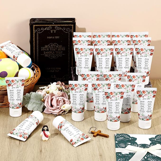 24 Pcs Mini Sunscreen Bulk for Summer Wedding Party SPF 30 Water Resistant Sunscreen Lotion Bulk 1oz Travel Size for Thank You Gifts Wedding Party Supplies(White Cream,Religious)