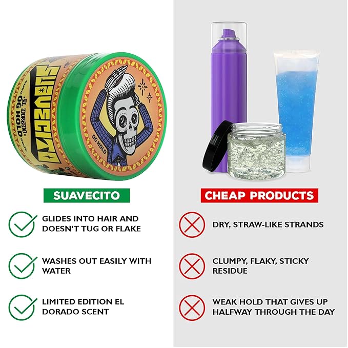 Suavecito Pomade Spring Edition Original Hold For Men 4 oz, 1 Pack - Medium Shine Water Based Wax Like Flake Free Hair Gel - Easy To Wash Out - All Day Hold For All Hairstyles - El Dorado scent