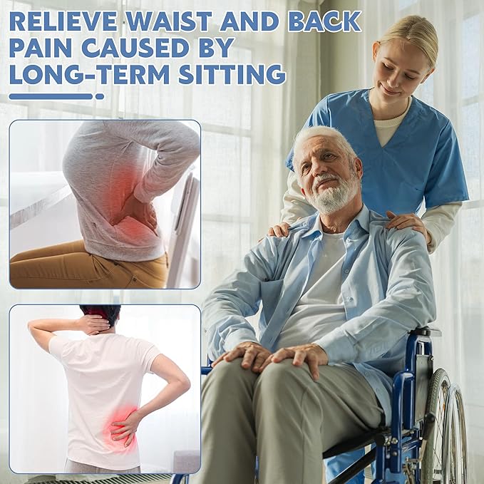 MABOZOO Wheelchair Back Cushion, 18"x17"x2.4" Lumbar Support Pillow for Wheelchair Removable Washable Provide Support Relieve Pain
