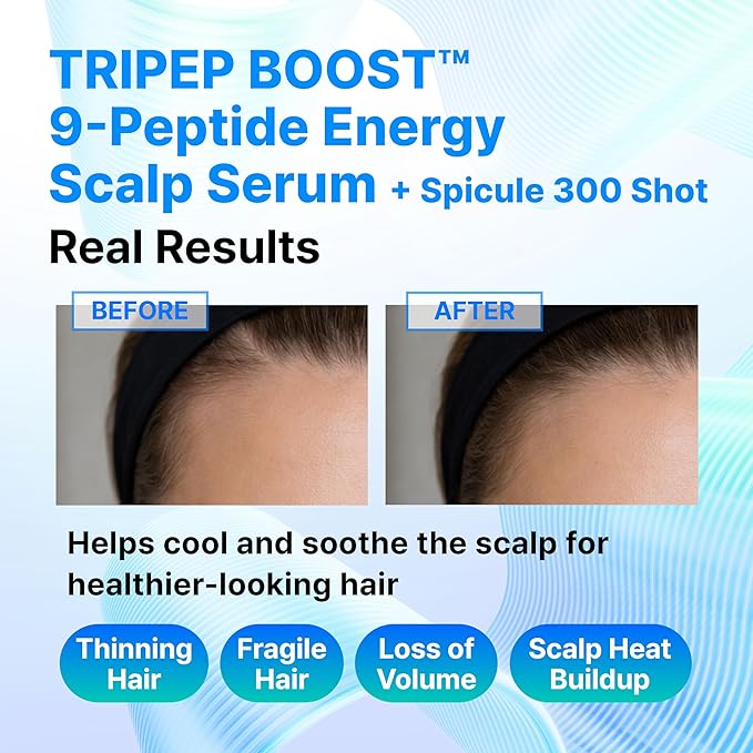 9-Peptide Hair Growth Scalp Care Serum - Rosemary 2% Caffeine 1% PDRN & Spicule 300, Roll-On Type | Root Enhancer Thicker Fuller-looking Hair w/Niacinamide Zinc PCA for Thinning hair Korean Haircare