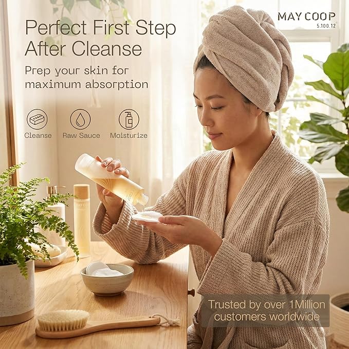 May Coop Raw Sauce Moisture Essence Toner | Hydrating Face Toner | Rice Toner for Dry, Sensitive & Acne-Prone Skin | Pore Refining Korean Skincare with Centella & Birch Sap 5.07 fl oz