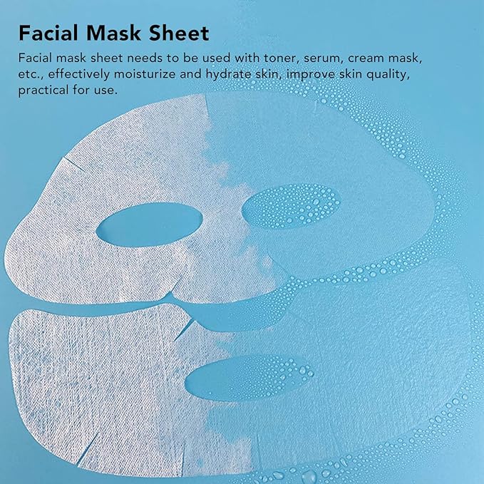 Facial Paper, 100 Sheets Silk DIY Pre Cut Soft Skin Friendly Moisturizing Hydrating, with Toner Serum Cream, for Face Eye Forehead Chin Cheek Care