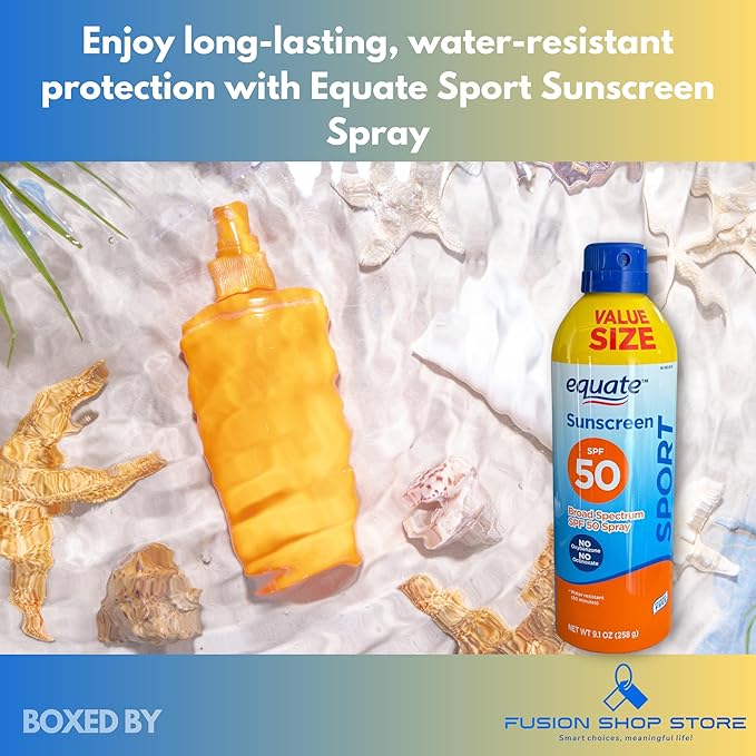 Sunscreen SPF 50- Value size Sport Broad Spectrum Spray, 9.1 oz (Pack of 1), Boxed By Fusion Shop Store