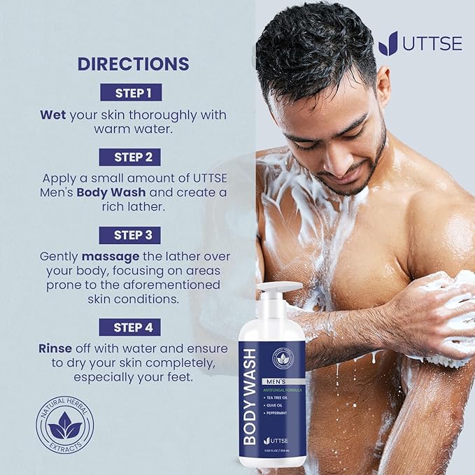 Tea Tree Body Wash: Antifungal Soap for Men - Eliminates Body Odors & Skin Irritations - 11.8fl oz/350mL