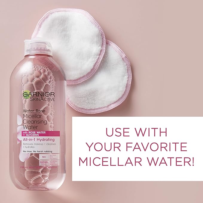 Garnier Micellar Cleansing Eco Pads, Reusable, 3 Ultra-soft Microfiber Pads, 1 Count (Packaging May Vary) (Pack of 2)