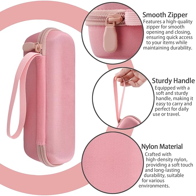 for medicube Booster Pro 6-in-1 Real Glass Glow Beauty Massager Protective Hard Case, Travel Storage Organizer for Women, Shockproof & Water-Resistant EVA Shell, Pink - co2CREA