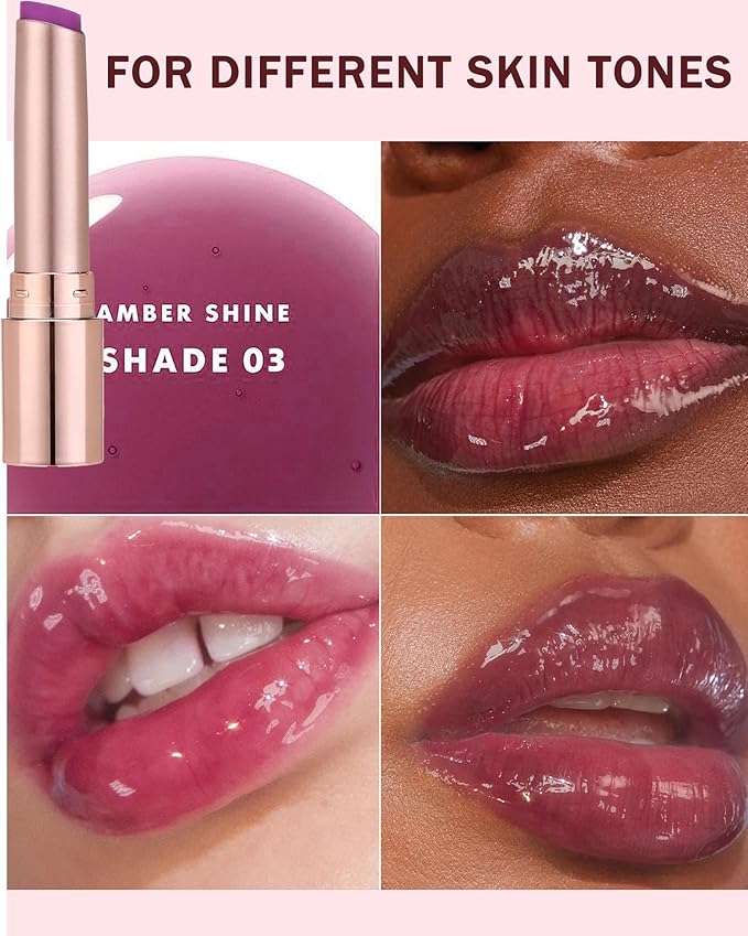 Hydrating Tinted Lip Blam, Natural Sheer Berry Nude Lipstick Moisturizing Lipgloss, Long Lasting Waterproof Lip Balm Stain Non-Stick Liptint Oil Stain Glossy Lipcolor Finish for Dry Cracked Lips-03
