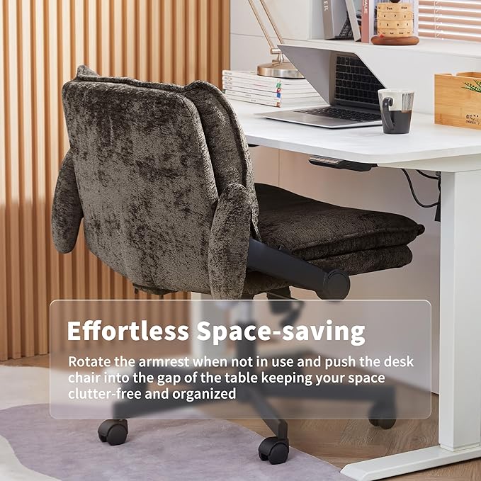 Cross Legged Office Chair, Height Adjustable Swivel Desk Chair with Flip-Up Arms, Padded Criss Cross Chair for Home Office & Bedroom