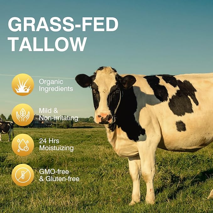 Beef Tallow for Skin, Tallow and Honey Cream,Tallow Face Moisturizer, Natural Grass-Fed Beef Tallow Balm with Raw Honey Moisturizing Cream for Body Lotion Skin Care 2 Packs