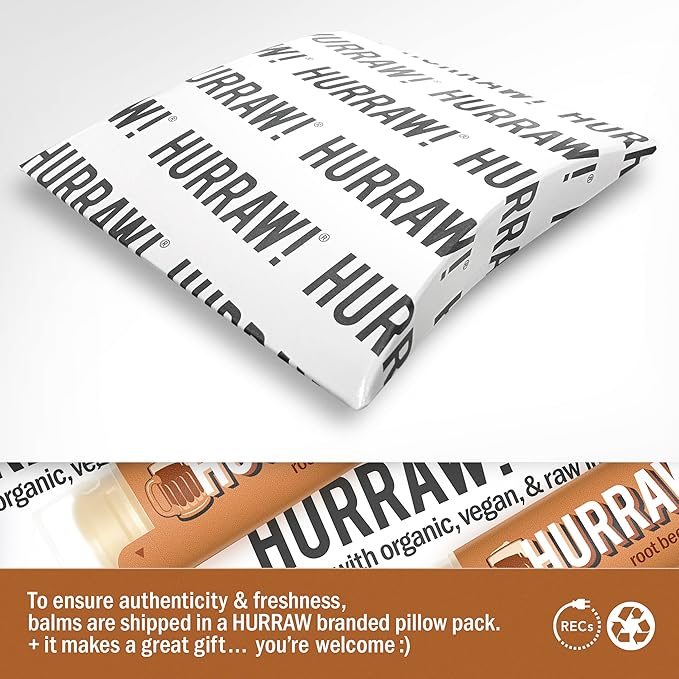 Hurraw! Root Beer Lip Balm: Organic, Certified Vegan, Cruelty and Gluten Free. Non-GMO, 100% Natural Ingredients. Bee, Shea, Soy and Palm Free. Made in USA