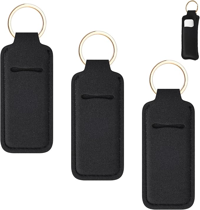 3PCS Chapstick Keychain Holder, Potable Lip Balm Holder, Lip Gloss Holder Keychain for Lipstick, Chapstick, Lip Balm