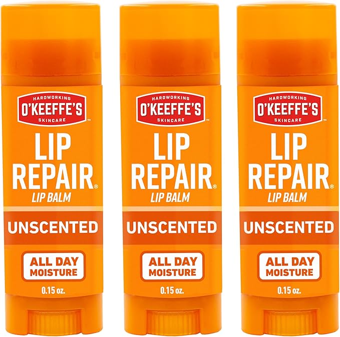 O'Keeffe's Lip Repair Unscented Lip Balm for Dry, Cracked Lips - Stick (3 Pack) - Moisturizer for Very Dry Lips