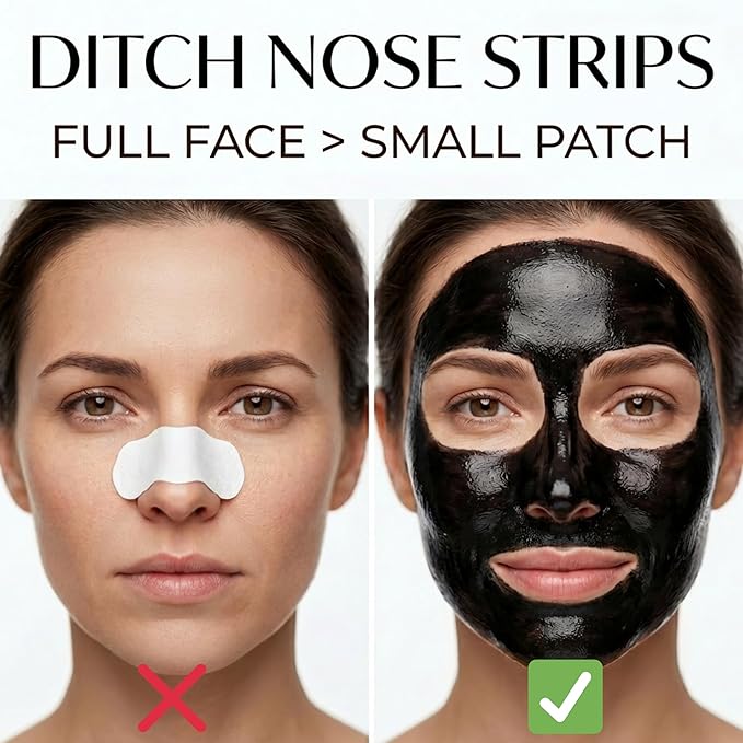 Black Mask Peel Off Face Mask with Activated Charcoal Powder – Korean Blackhead Remover Mask for Nose & Face, Pore Cleaner, Clay Mask & Strips Alternative, Face Mask Skincare for Men & Women, Gift Set