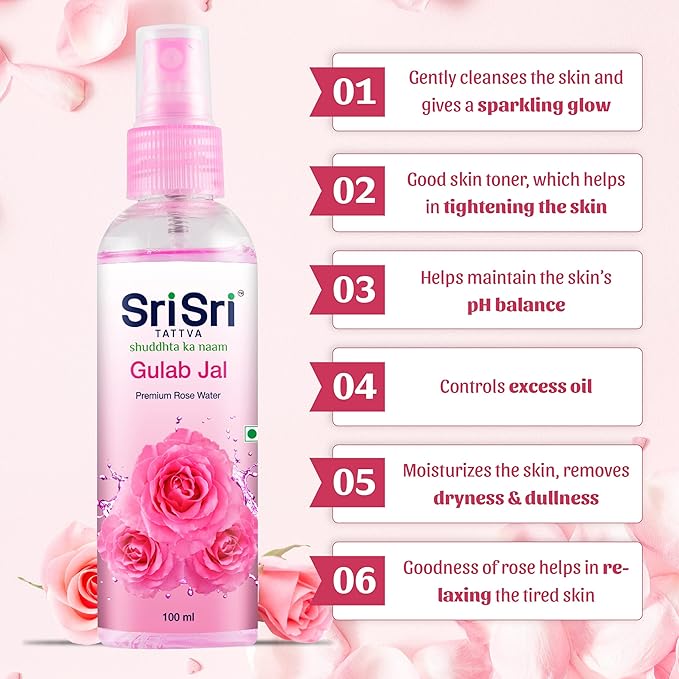 Sri Sri Tattva Gulab Jal, 100ml (Pack of 3)