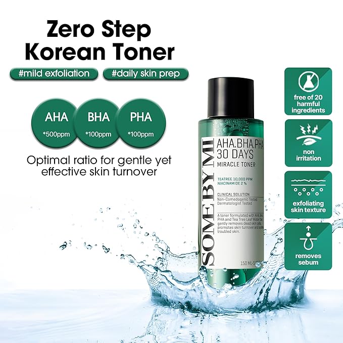 SOME BY MI AHA BHA PHA 30 Days Miracle Toner & Miracle Green Tea Tox Bubble Cleanser