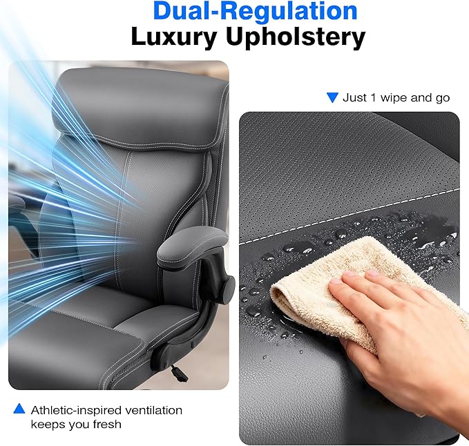 AreShark Office Chair - Executive High Back Breathable Comfy Desk Chair with Lumbar Support - Ergonomic Leather Rolling Swivel Computer Chair with Rock Function for Working Studying Gaming Relaxing